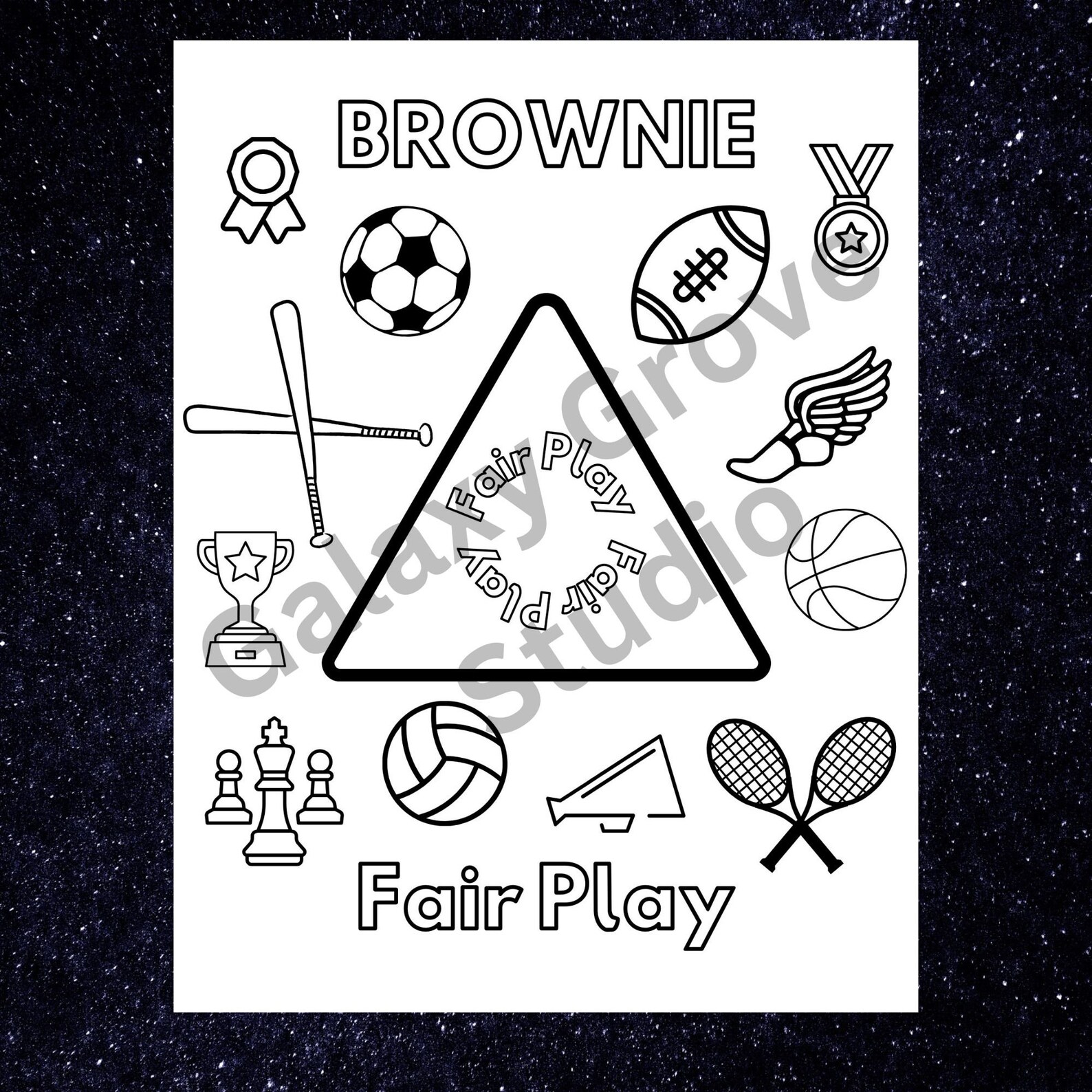 Girl Scouts Brownie Fair Play Badge Coloring Page Troop Etsy