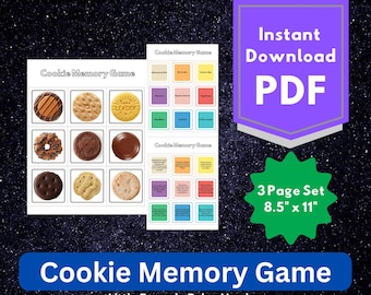 Girl Scout Cookie Memory Game - New Cookie LBB 2026- Cookie Badge Meeting Activity - Cookie Rally - Little Brownie Baker