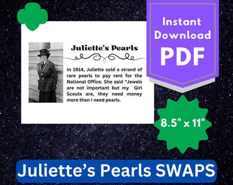 SWAPS - Juliette Gordon Low Pearl - Girl Scout - Instant Download Printable - Daisy - Brownie - Junior