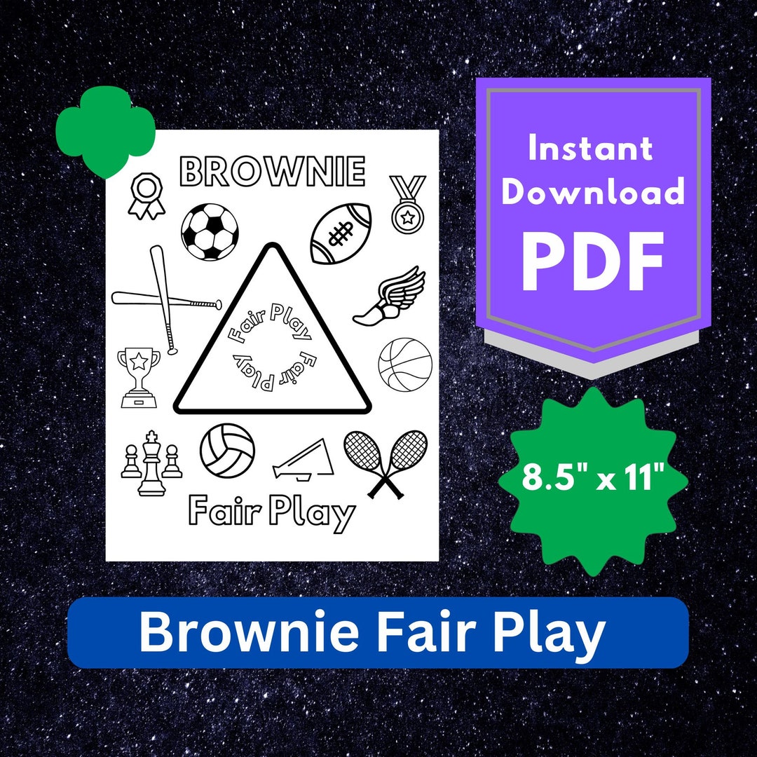Girl Scouts Brownie Fair Play Badge Coloring Page Troop Meeting Activity Instant Download Etsy