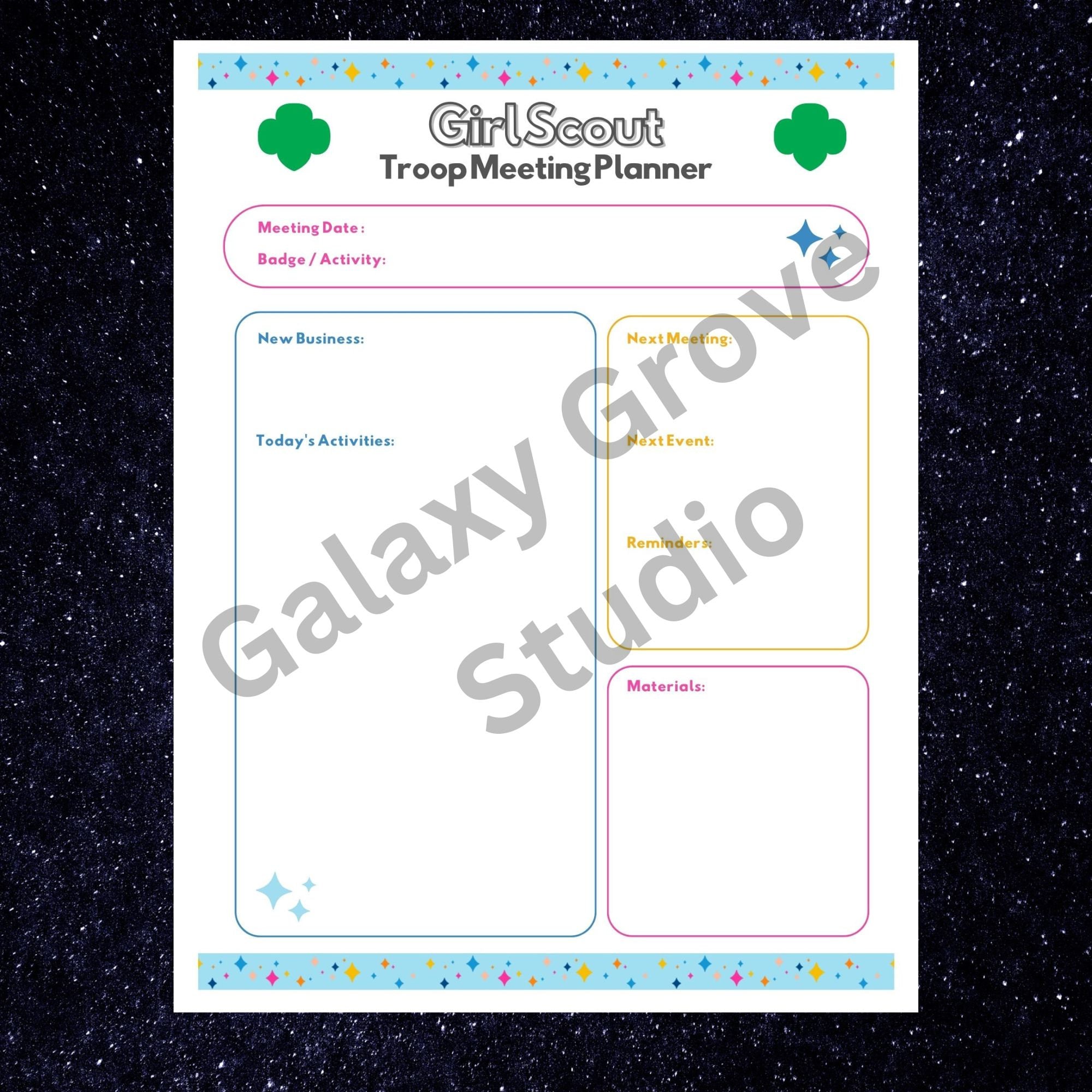 Girl Scout Meeting Planner Printable - Troop Leader Planning Agenda ...