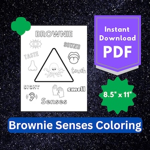 Girl Scouts Brownie Senses Coloring Page - Troop Meeting Activity - Instant Download - Badge Worksheet