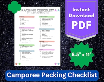 Girl Scout Packing Checklist Spring/Summer Camporee - Printable - Cabin Camping - Overnight Weekend Scout Camp - Brownie - Junior - Troop