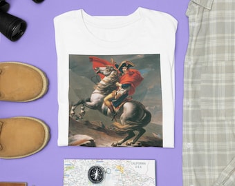 Napoleon Crossing the Alps (1801-1805) by Jacques-Louis David, T Shirt Vintage Retro Gift Mens Womens Unisex Cartoon Anime Top Tee