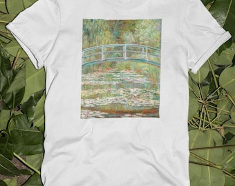 Claude Monet Bridge over a Pond of Water Lilies T-Shirt | Serene Impressionist Art Print Tee Ideal Gift for Art Lovers & Nature Enthusiasts