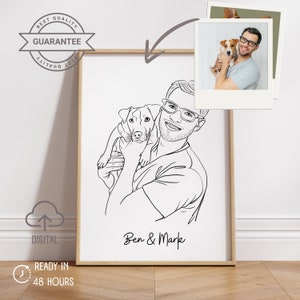 Custom Line Drawing | Line Art Portrait | Custom Artwork | Illustration animal portrait | Family portrait