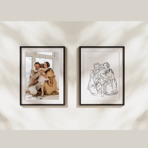 Custom Line Drawing | Family illustration from photo | personalized family portrait | Christmas gift couple gift