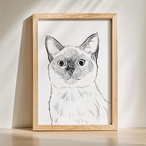 Custom Pet Portrait | Graphite Sketch | Cat Portraits from Photos | Pet Painting | Pencil Sketch Pet Outline