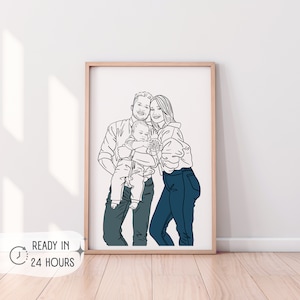 Custom Line Drawing | Family drawing from photo | Christmas present | personalized family portrait couple illustration