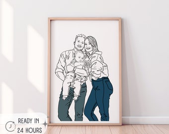 Custom Line Drawing | Family drawing from photo | Christmas present | personalized family portrait couple illustration