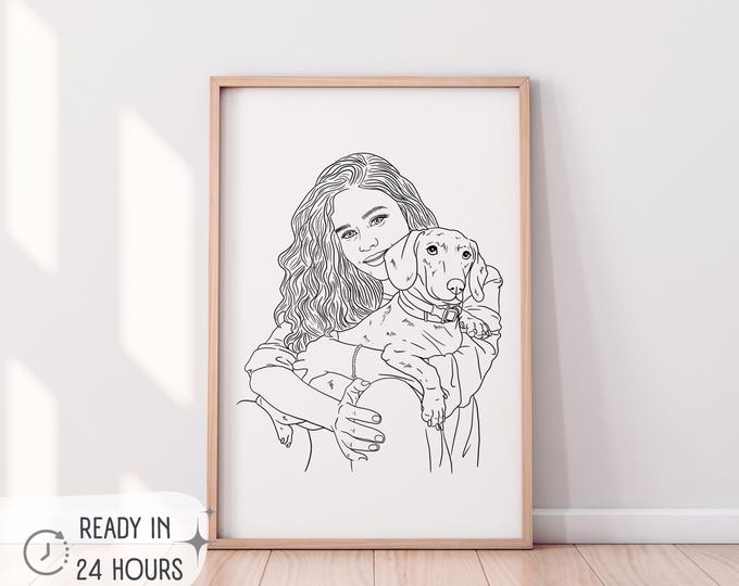 Custom Line Drawing Family, Custom Portrait, Wedding Portrait, Sketches ...