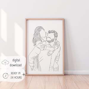 Disegno personalizzato | Regalo per il primo anniversario Regalo di Natale Ritratto da regalo fotografico per fidanzato regalo lesbico