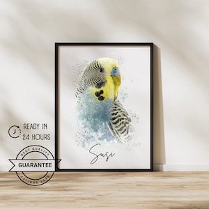 Personalized Parrot Portrait | Custom Pet Portraits | individual budgie portrait | Memorial Parrot Portrait | Parrot
