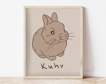 Personalized Rabbit Portrait | Pet Portrait | Custom Bunny Portrait | Pet Memorial | Rabbit Lover Gift