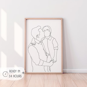 Custom Family Portrait | Gift for Father | Line Drawing | Couple Portrait | Sketches from Photo | Family Portrait Illustration