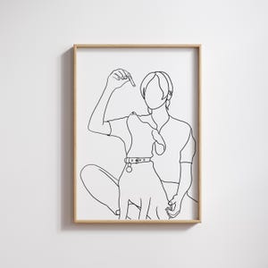 Personalized Line Drawing from Photo | Custom Dog Line Illustration Portrait Pet Owner Gift Faceless Portrait
