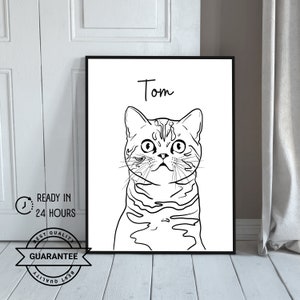Custom Pet Portrait | Cat portrait | Custom Line Art | Sketches from photo gifts dog portrait