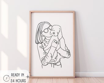 Personalized line drawing for couples | Personalized line drawing from photo | Custom family portrait gift for love