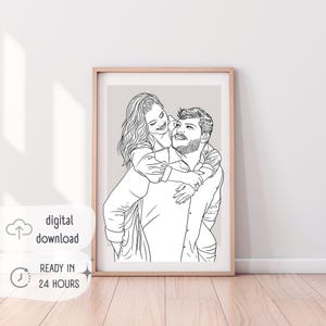 Family drawing from photo | custom illustration personalized one line art family portrait line drawing Christmas gift