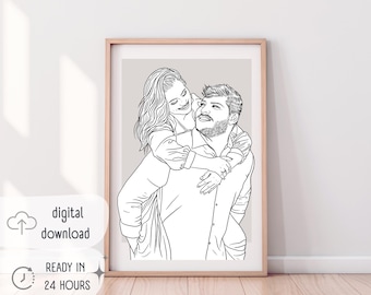 Familienzeichnung vom Foto | benutzerdefinierte Illustration personalisierte One Line Art Familienporträt Linie Zeichnung Weihnachtsgeschenk
