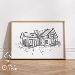 Disegno di una casa personalizzata | Disegno di una casa minimalista con una sola linea | Ritratto di casa | Regalo per la nuova casa | Regalo di inaugurazione della casa