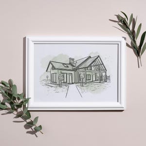 House Line Art | Custom House Sketch | Drawing from Photo | Minimalist House Illustration | Realtor Gift for Buyer