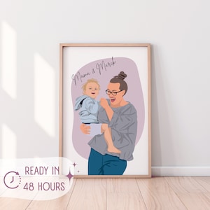 Kundenspezifische gesichtslose digitale Zeichnung vom Foto | Familienporträt | Personalisiertes Jubiläumsgeschenk Geschenk für Weihnachten