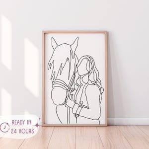 Personalized Horse and Owner Gift | Horse portrait | Horse Lover Gift | Unique gift for horse | Rider gift