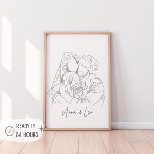 One Line Zeichnung Weihnachtsgeschenk benutzerdefinierte Paar Porträt Familiengeschenk personalisierte Hochzeitstag Geschenk Linie vom Foto