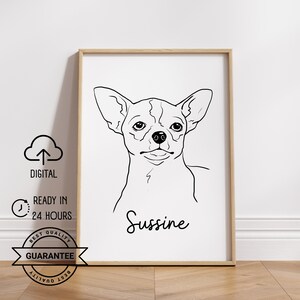 Individuelle Linienzeichnung Haustier | Hundeportrait | Hundeumriss | Line Art Illustration Druck | Haustierskizze vom Foto