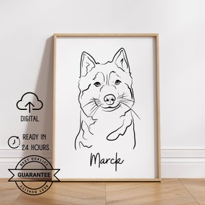 Digital Pet Outline | Dog Cat Vector Line Drawing | Simple Line Pet Drawing | Simple Pet Sketch | Wedding animal art