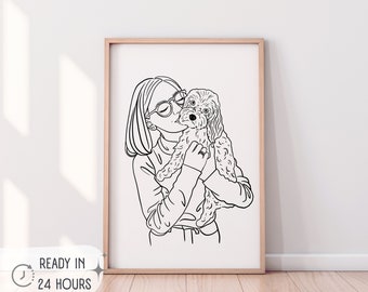 Personalized Drawing | custom one line drawing portrait from picture | faceless portrait couple, outline portrait, line art