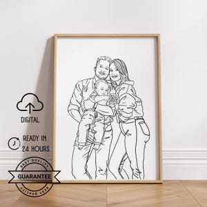 One Line Drawing | custom couple portrait | personalized wedding anniversary gift | Family gift | minimalist portrait