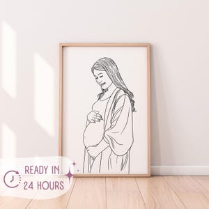 Niestandardowy rysunek ciąży | Portrety dzieci i mam w technice Line Art | wyjątkowa pamiątka dla noworodków | kobieta w ciąży