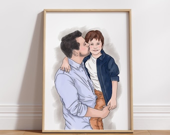 Custom portrait for father | hand-drawn watercolor portrait from photo | Father's Day gift | gift from son | father portrait