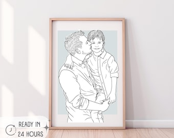 Couple Portrait Line Art | Sketch from Photo | Custom Keepsake Gift | Parent Anniversary Drawing | Grandparent Birthday