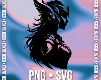 Valkyrie Silhouette Portrait 7 SVG PNG Digital Download