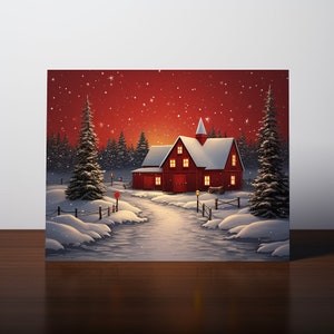 Serena paz nevada y alegría saludo de Navidad, tarjeta de felicitación de Navidad, tarjeta de oración de Navidad, regalo para la familia