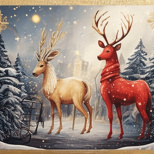 Tarjeta de Felicitación de Navidad con Venado, Que tu corazón se llene del Amor de Dios, Tarjeta de Felicitación de Navidad, Tarjeta Imprimible, Regalo para amigo