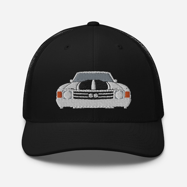 White 1972 Chevelle Embroidery Trucker Cap Excellent Gift Hat