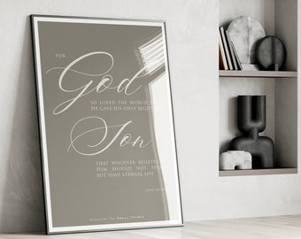 John 3:16 Digital Bible Verse Wall Art set of 3, John 316 Scripture, Downloadable Bible Verse Wall Art, Christian Office Decor, Home Decor