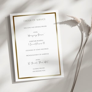 Wedding Order of Service Template 5x7, Stylish Wedding Program template, Order of Events, Elegant Order of the Day template, Canva Template