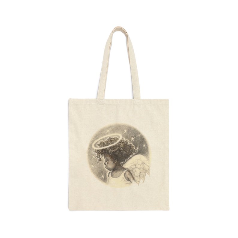 Little Angel Tote Bag, Guardian Angel Shopper, Unique Christmas Gift, Angel gift idea, cute angel gifts image 1