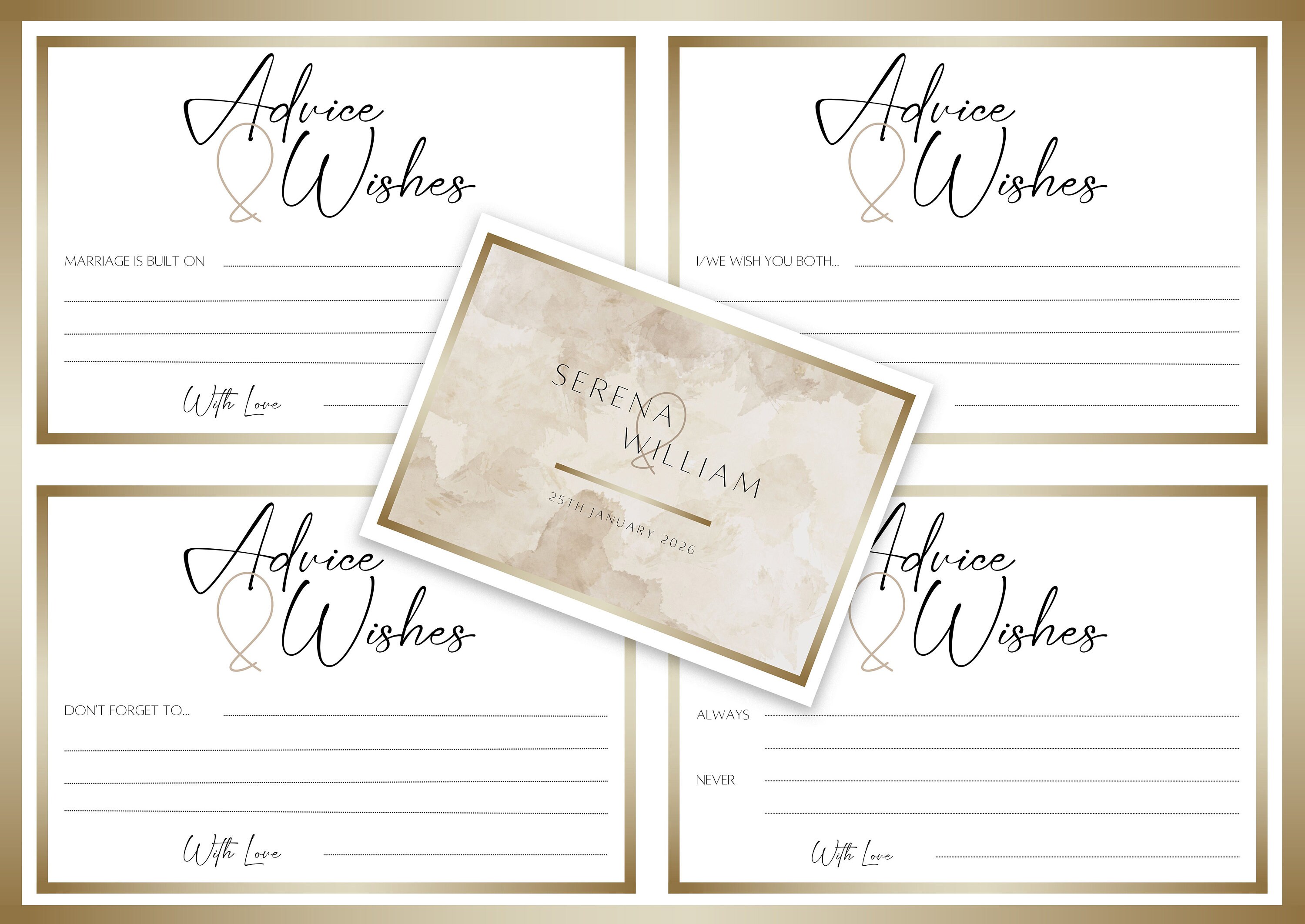 Advice and Wishes Wedding Sign and Postcard Template Editable - Etsy