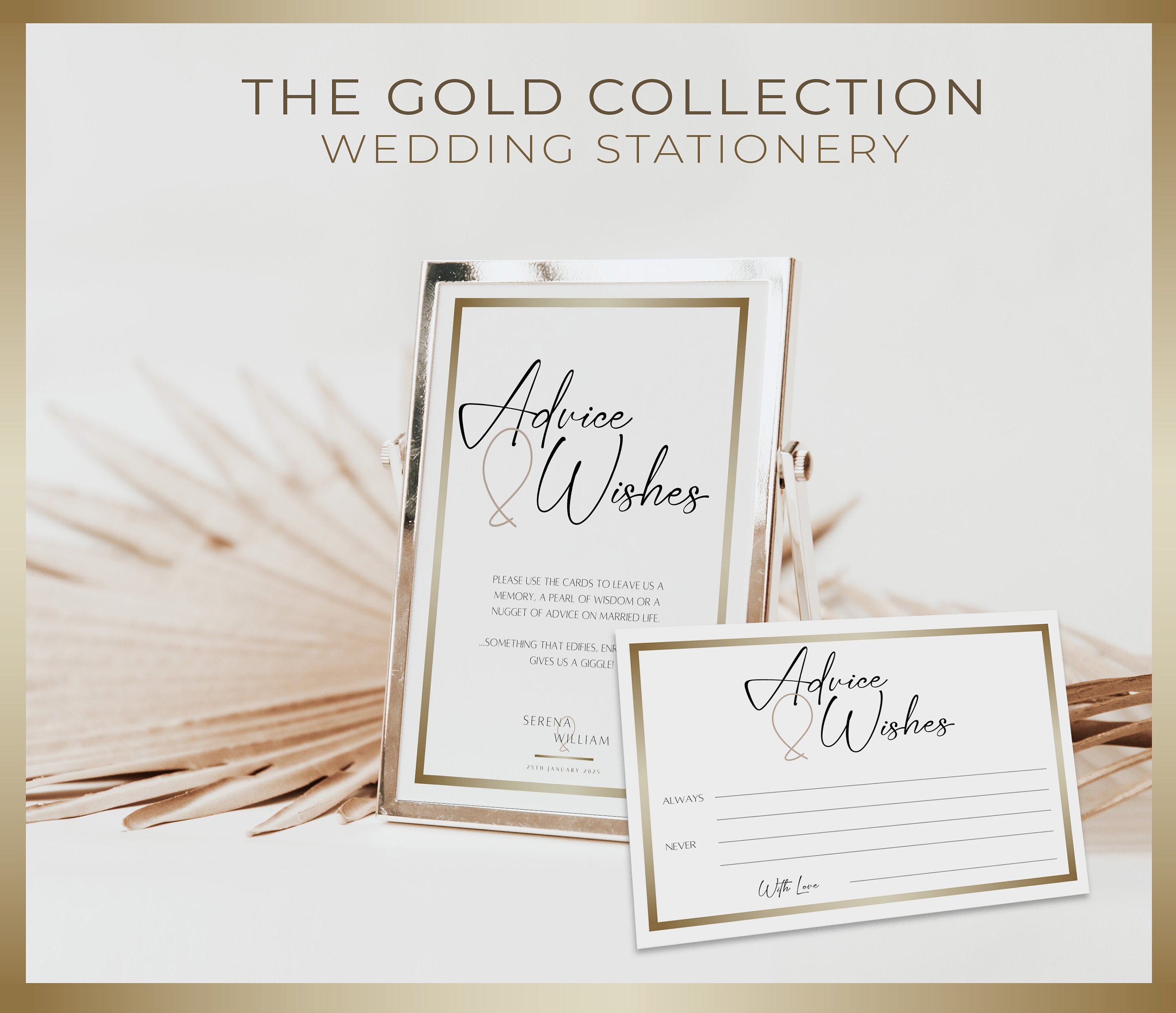 Advice and Wishes Wedding Sign and Postcard Template, Editable Wedding ...