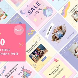 Modèles Instagram de bonbons | Boutique de marque pour bébés et enfants | Instagram pour enfants | Modèles modifiables Canva