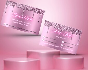 DIY Luxury Beauty fashion Business Card, Hair Salon, Beauty Salon/Bar, Makeup, MUA, Canva Template shine Carte de visite template Editable
