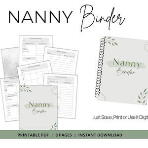 Nanny Binder, Nanny Planner, Nanny Log, Nanny Notes, Nanny Checklist, Nanny Guide, Nanny Template,Nanny Planner, Nanny Schedule,Nanny Bundle