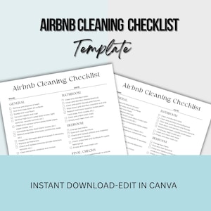 Airbnb Cleaning Checklist, Editable Airbnb Canva Template, Cleaning Schedule, Vacation Rental Housekeeping Checklist, Airbnb Cleaning List