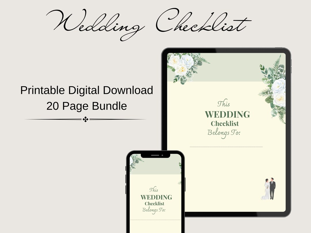Wedding Checklist Printable ,wedding Checklist Template ,wedding Checklist Digital , Printable ...